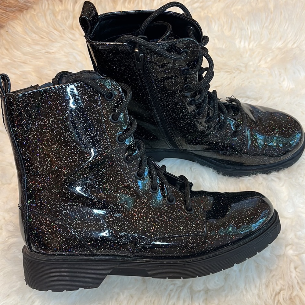 Girls sparkle combat boots